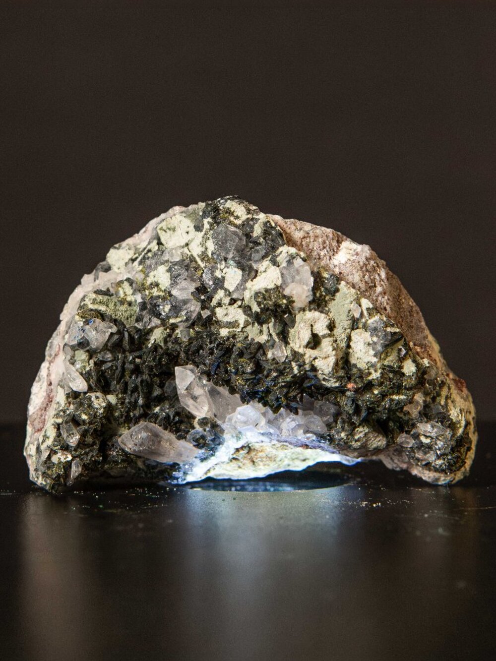 Natural Turkish "Fairy Forest" Epidote & Clear Quartz Crystal Geode Cluster